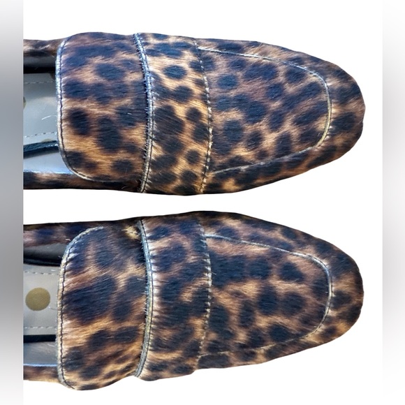 Boden Victoria Mid Heel Calf Hair Leather Loafers Sz 39/8.5 in Cheetah Print EUC - Picture 3 of 7